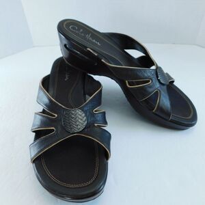 Cole Haan NikeAir Women's 9.5 Wedge Sandals Brown Slides Shoes EUC